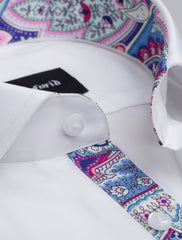 WHITE - FLORAL DETAILED SHIRT