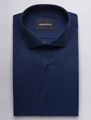 NAVY DRESS SHIRT - FLORAL DETAILED