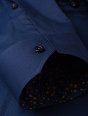 NAVY DRESS SHIRT - FLORAL DETAILED