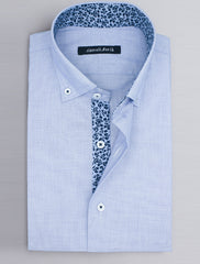 SKY BLUE TEXTURED SHIRT