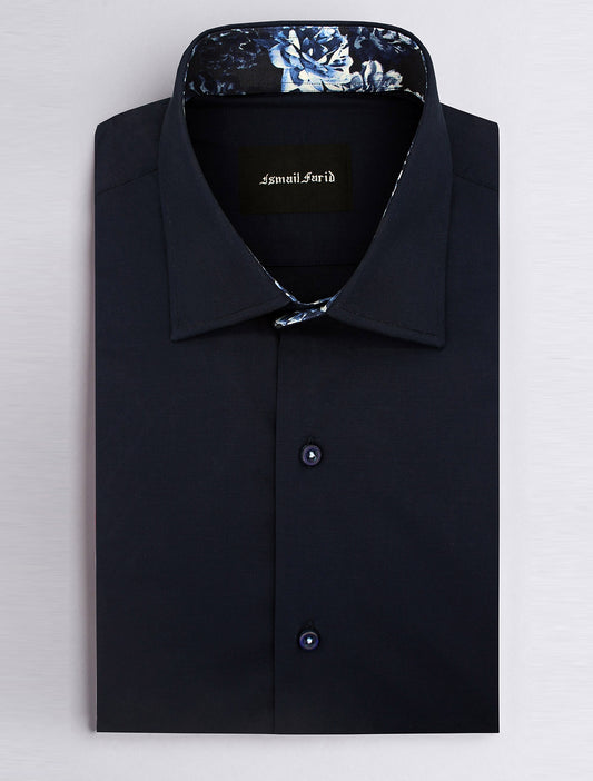 NAVY FLORAL DETAILED SHIRT