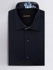 NAVY FLORAL DETAILED SHIRT