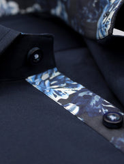 NAVY FLORAL DETAILED SHIRT