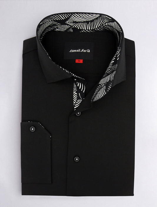 Black Shirt with white leaf details