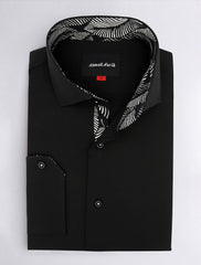 Black Shirt with white leaf details