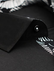 Black Shirt with white leaf details