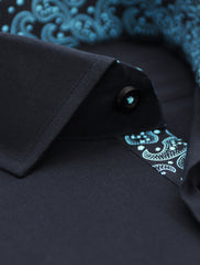 Navy Blue Shirt with paisley details