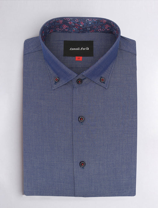 Denim Blue Shirt with multi floral details