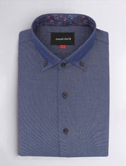 Denim Blue Shirt with multi floral details