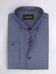 Denim Blue Shirt with multi floral details