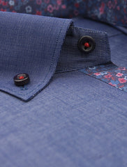 Denim Blue Shirt with multi floral details