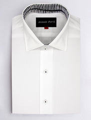 WHITE PRINTED CUFF COLLAR SHIRT