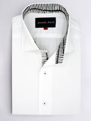 WHITE PRINTED CUFF COLLAR SHIRT