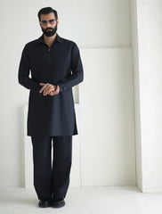 BLACK DESIGNER KURTA WITH FARSHI PAJAMA