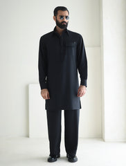 BLACK DESIGNER KURTA WITH FARSHI PAJAMA