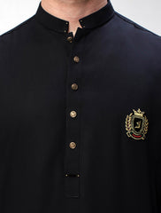 BLACK MONOGRAM KURTA PAJAMA