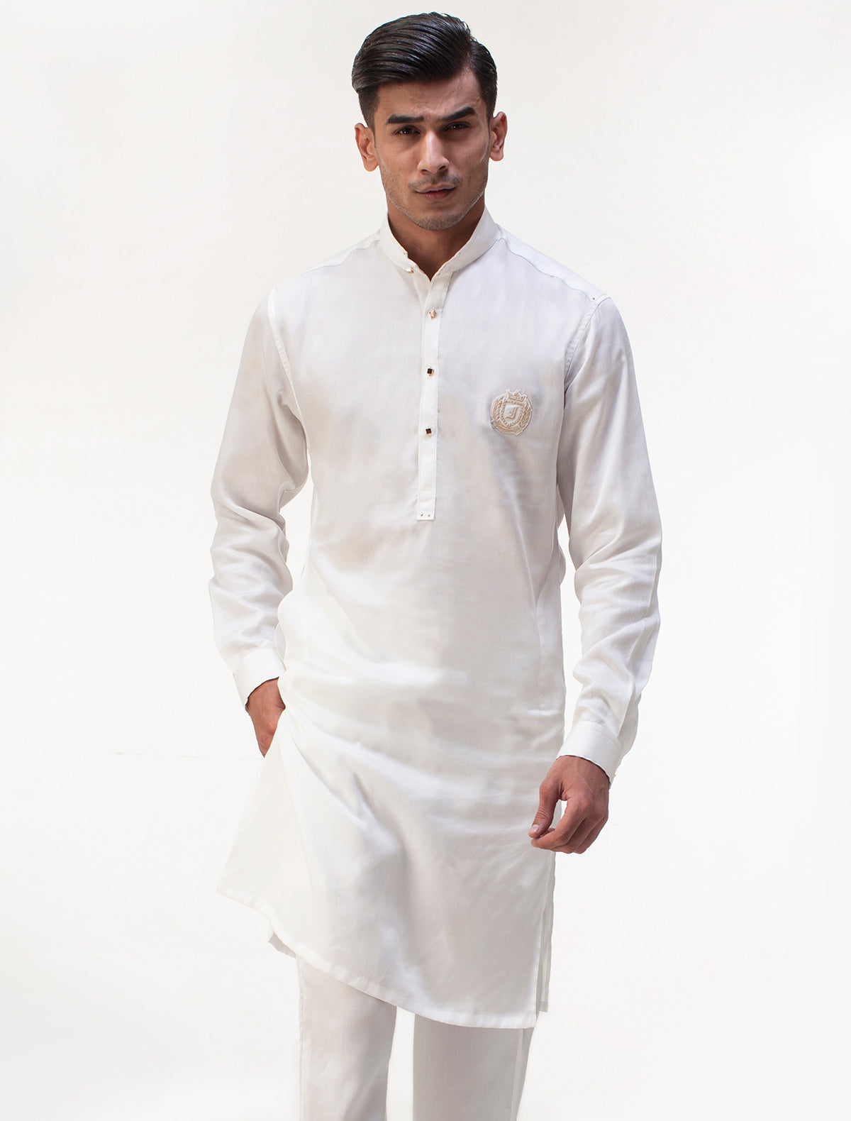 PEARL WHITE MONOGRAM KURTA PAJAMA