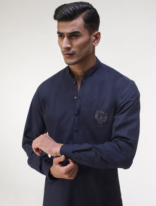 BLUE MONOGRAM KURTA PAJAMA