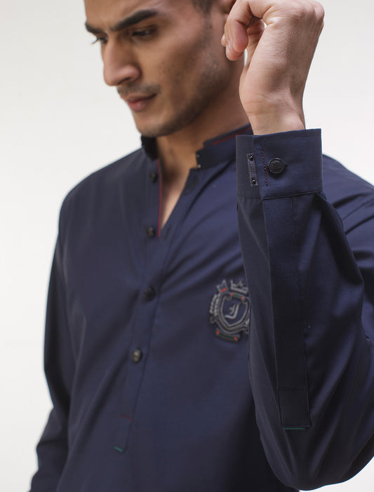 BLUE MONOGRAM KURTA PAJAMA