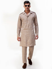 BEIGE LINEN KURTA PAJAMA