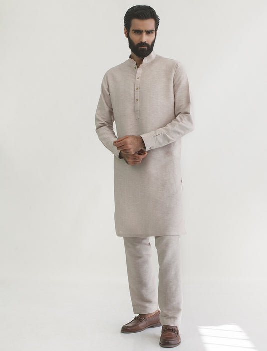 BEIGE LINEN KURTA PAJAMA