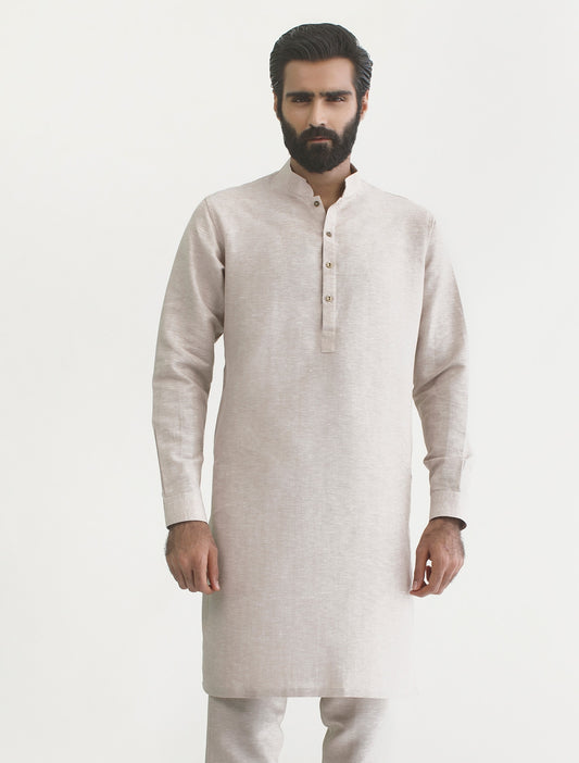 BEIGE LINEN KURTA PAJAMA