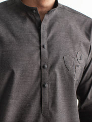 DARK GRAY PATCH WORK KURTA PAJAMA