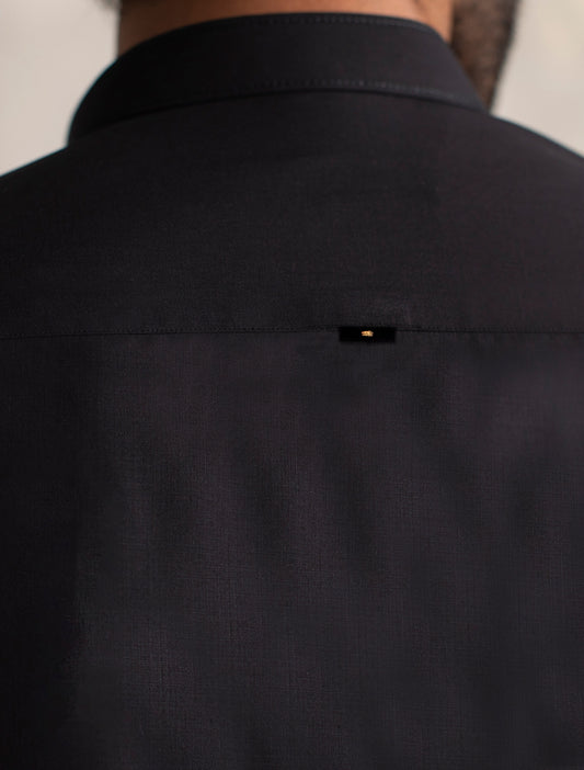 BLACK LOGO EMBELLISHED KURTA PAJAMA