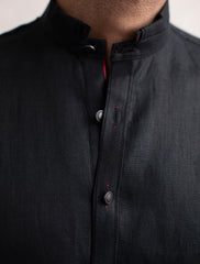 BLACK LINEN KURTA PAJAMA