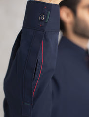 NAVY LOGO EMBELLISHED KURTA PAJAMA