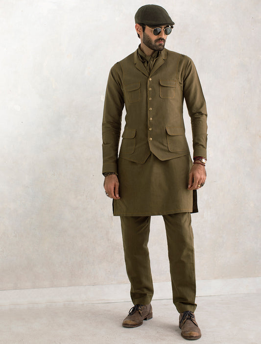 GREEN LINEN KURTA PAJAMA