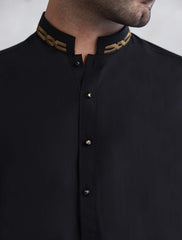 BLACK EMBROIDERED KURTA PAJAMA