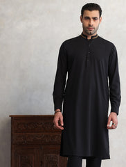 BLACK EMBROIDERED KURTA PAJAMA