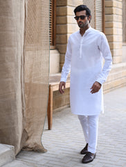 WHITE LINEN KURTA PAJAMA
