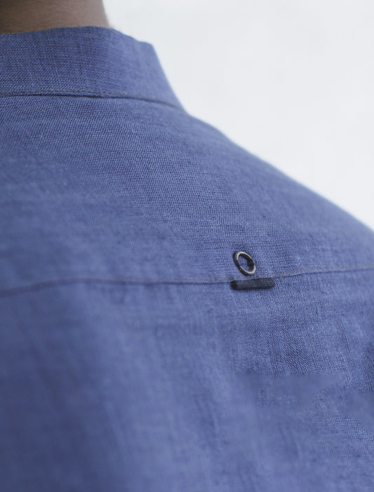 BLUE LOGO EMBELLISHED KURTA PAJAMA