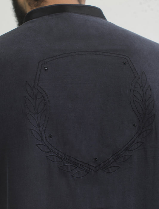 DARK GREY- EMBROIDERED KURTA PAJAMA