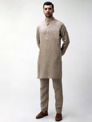 BEIGE LINEN KURTA PAJAMA