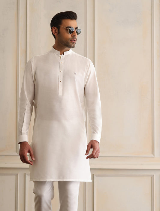 OFF-WHITE COTTON SILK KURTA PAJAMA