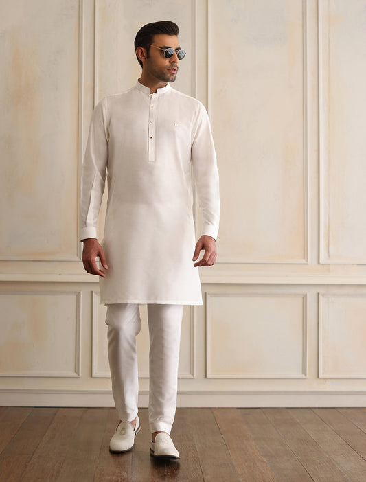 OFF-WHITE COTTON SILK KURTA PAJAMA