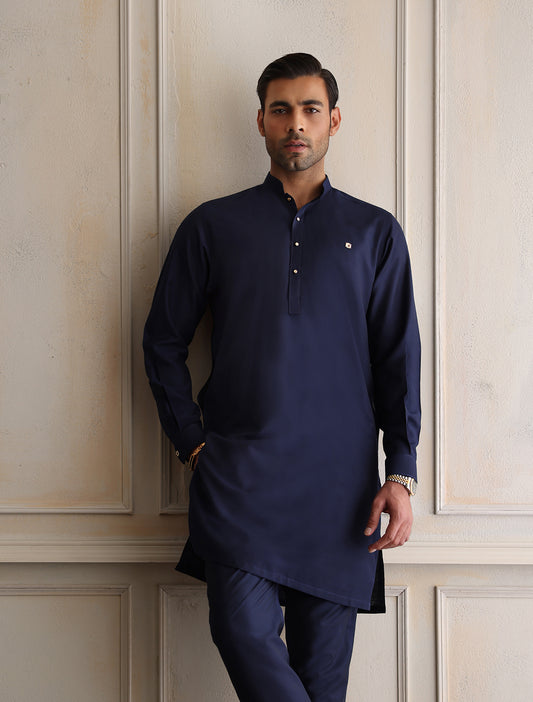 BLUE COTTON SILK KURTA PAJAMA