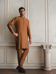 TAN COTTON SILK KURTA PAJAMA