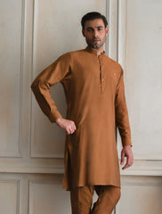 TAN COTTON SILK KURTA PAJAMA