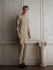 GOLD COLOR SHORT LENGTH COTTON SILK KURTA PAJAMA