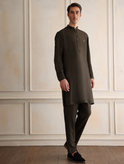 GREEN COTTON SILK KURTA PAJAMA