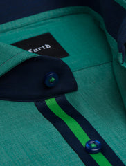 GREEN END ON END - SPREAD COLLAR SHIRT