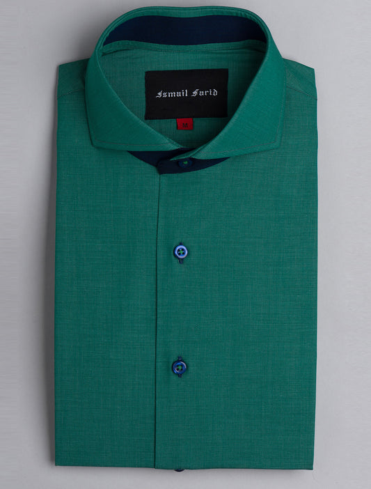 GREEN END ON END - SPREAD COLLAR SHIRT