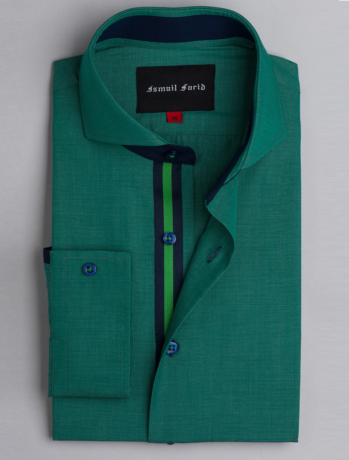 GREEN END ON END - SPREAD COLLAR SHIRT