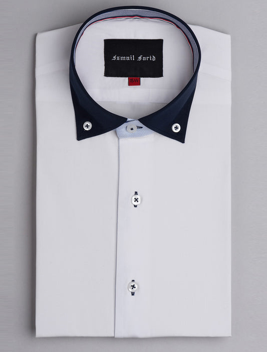 WHITE - STRIPE DETAILED SHIRT