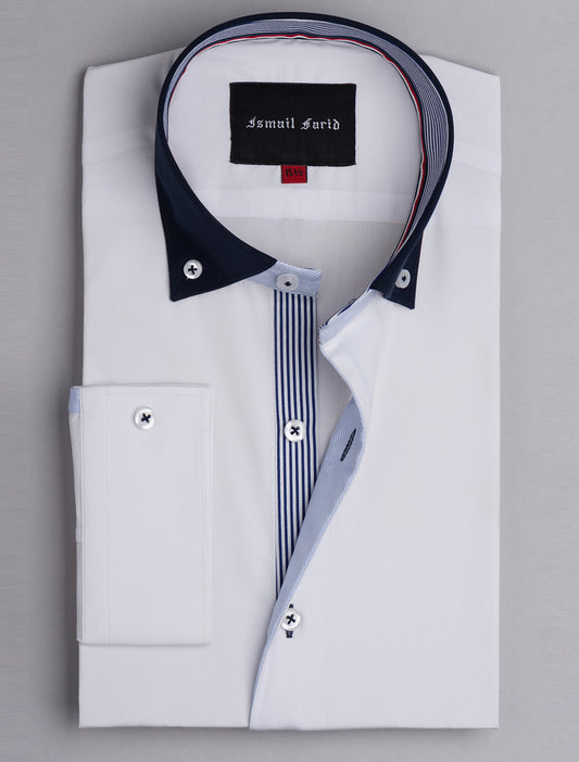 WHITE - STRIPE DETAILED SHIRT