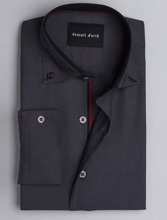 GREY BUTTON-DOWN SMART CASUAL SHIRT
